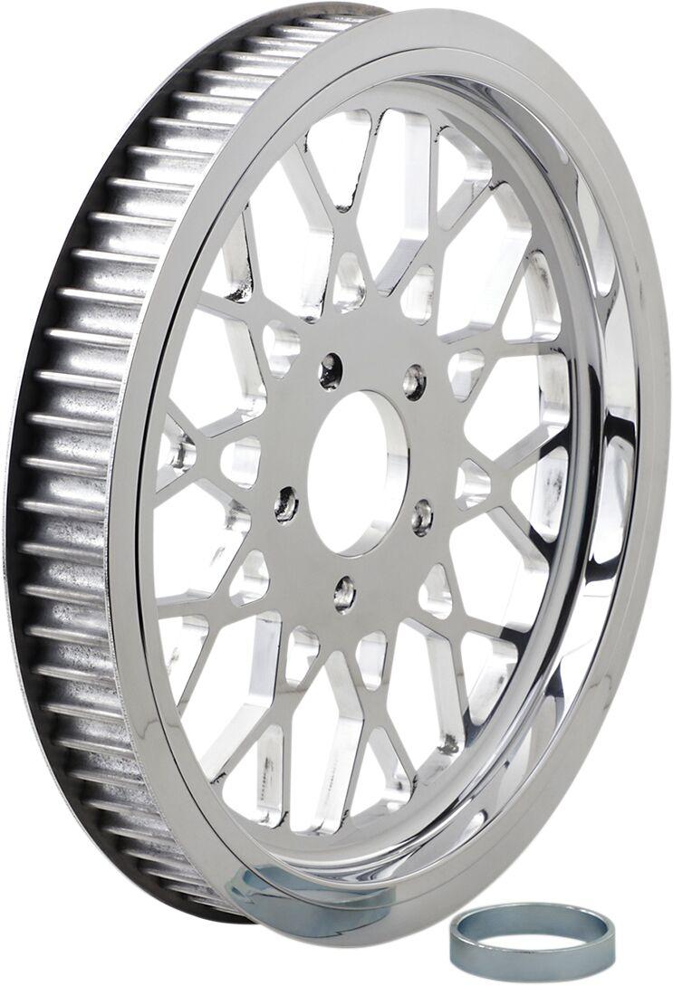 Belt Drives LTD Polished 1-1 2" Rear Mesh Belt Pulley For Harley Davidson FLHR 1340 1994-1998 70T - Chrome