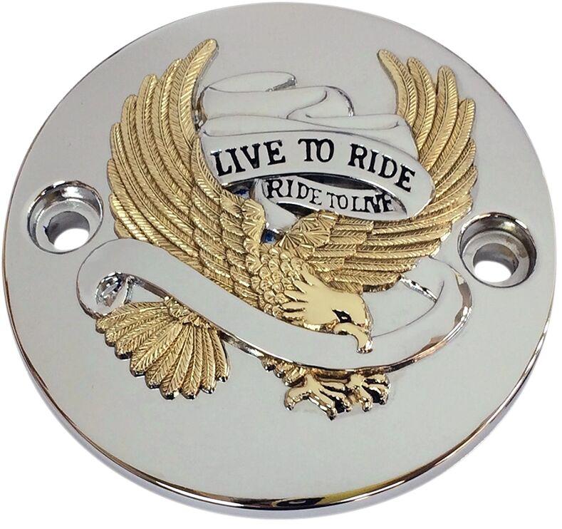 Drag Specialties Live To Ride Points Cover For Harley Davidson FLDE 1750 2018-2020 - Black Chrome Gold