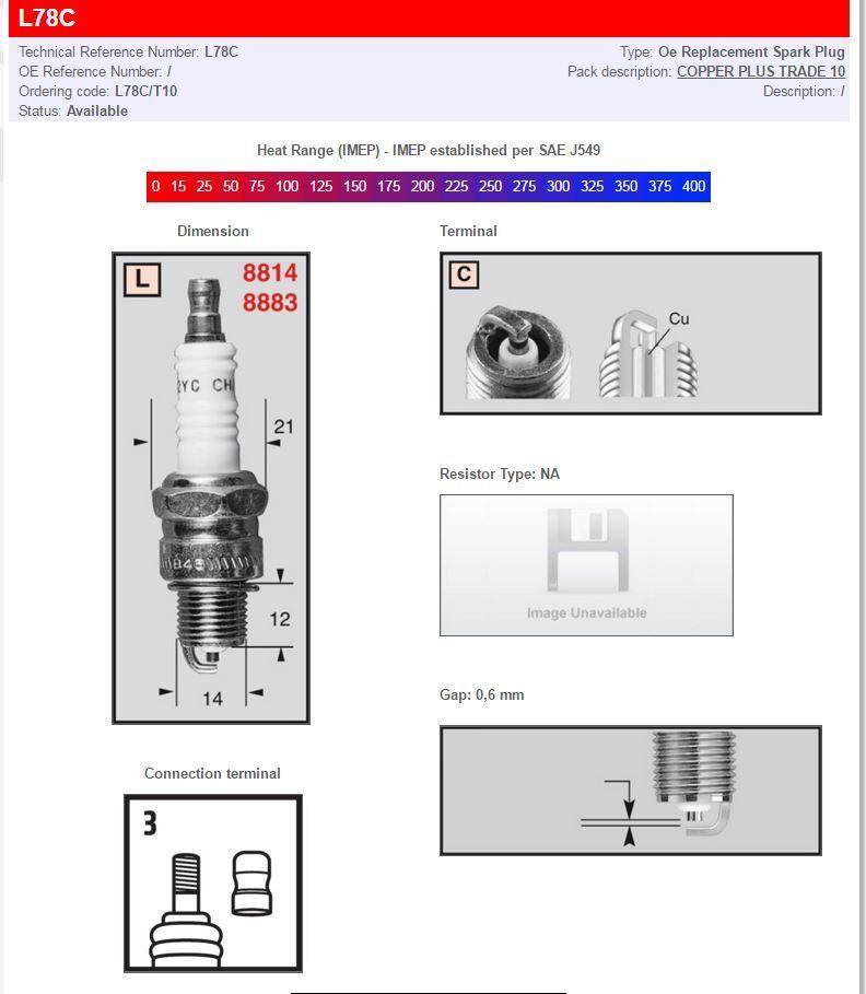 Champion Spark Plug For Peugeot 103 50 1995-1998 - 78 Heat Range