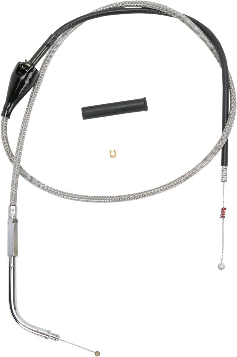 Drag Specialties Braided Idle Cable For Harley Davidson FLHR 1340 1994-1995 112 cm (44") - Silver Unfinished