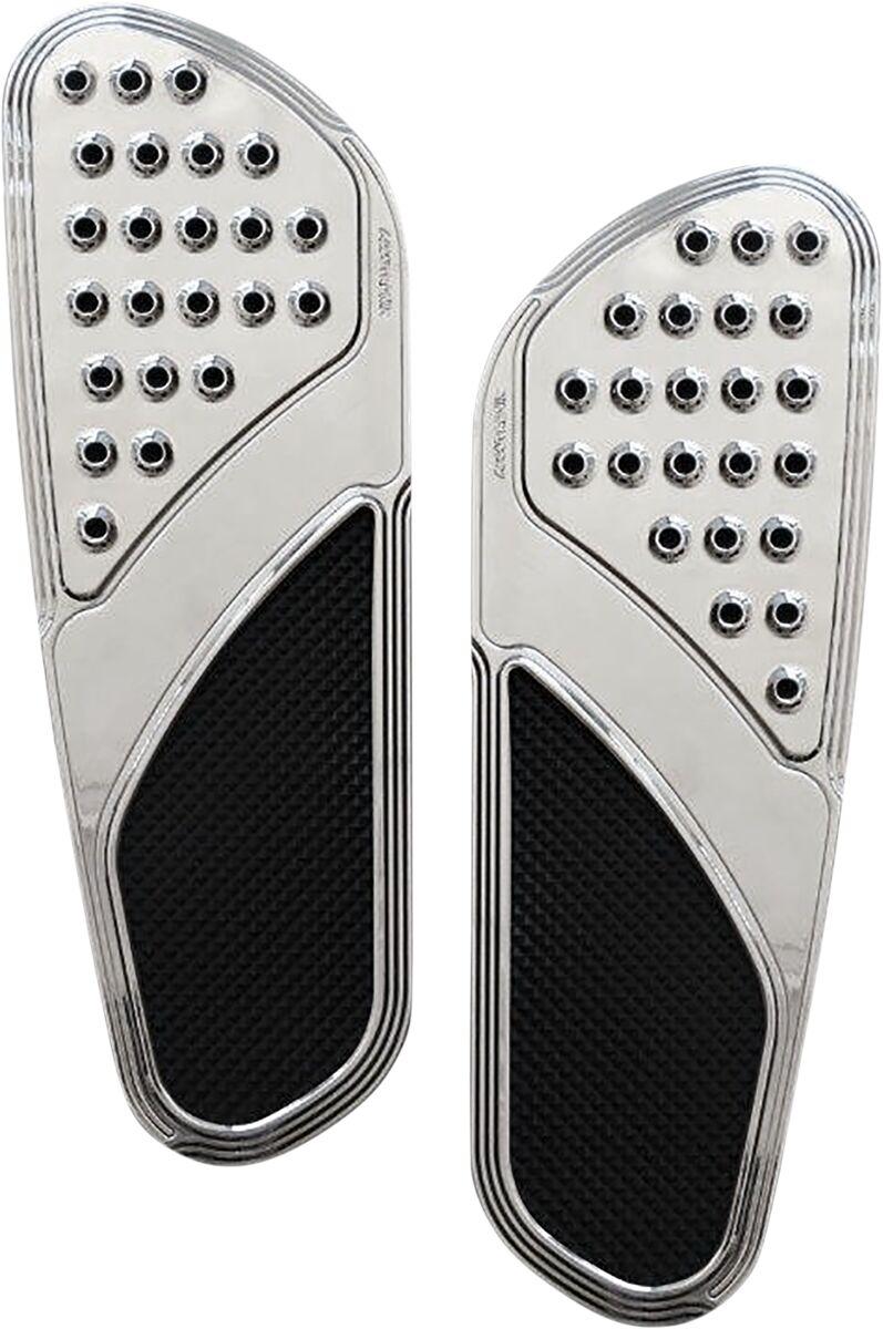 Accutronix Front Floorboards For Harley Davidson FLST 1340 1987-1990 Knurled Drilled - Black Chrome