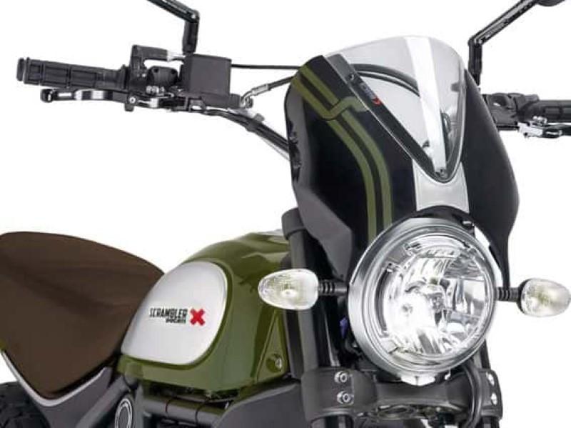 Puig Retrovision Black Semi Fairing & Screen For Ducati Scrambler 1100 2018-2020 - Clear