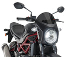 Puig Retro Black Semi Fairing & Screen 195mm For Suzuki SV 650 2016-2025 - Dark Smoke