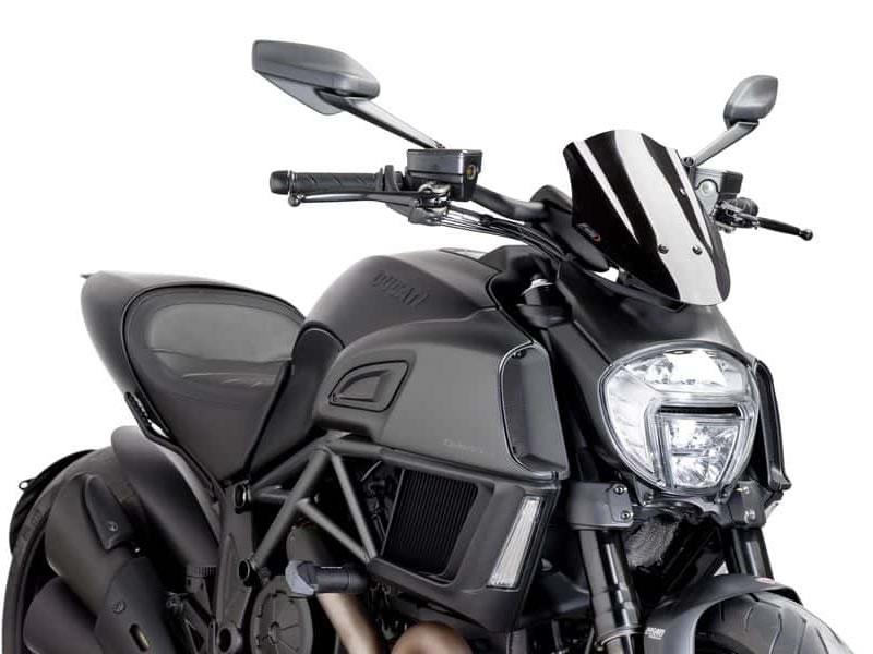 Puig New Generation Adjustable Sport Screen For Ducati Diavel 1200 2014-2016 - Black