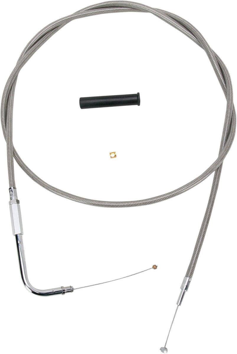 Drag Specialties Stainless Braided Throttle Cable For Harley Davidson FLD 1690 2012-2013 137 cm (54") - Silver Unfinished