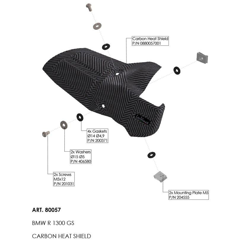LeoVince Heat Shield For BMW R 1300 GS ABS 2023-2026  - Black/Carbon Fiber