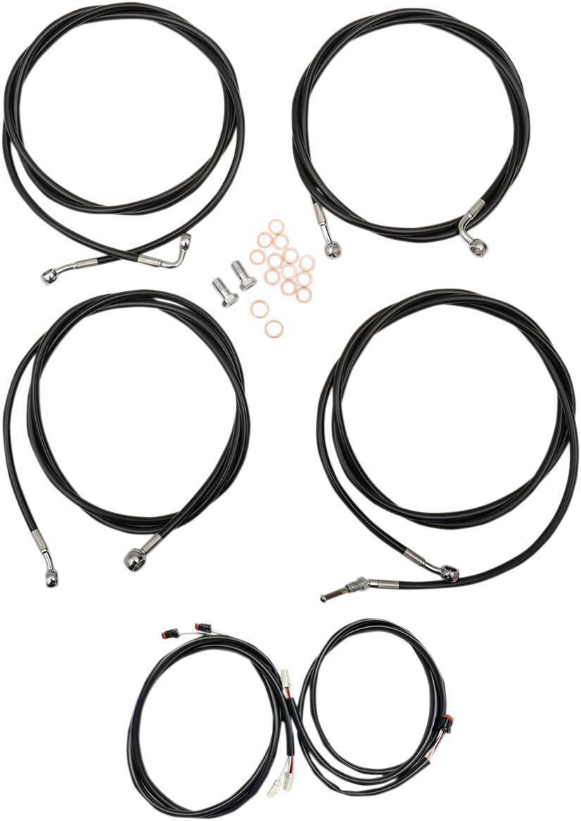 LA Choppers Complete Plug-and-Play Cable Kit ABS For Harley Davidson FLHR 1750 2017-2019 38 cm - 43 cm (15" - 17") - Black/Clear-Coated/Natural