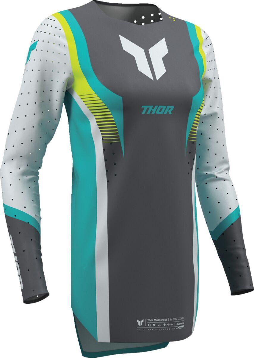 Thor Womens Sportmode Velocity Jersey - Aqua/Fluorescent Yellow/Grey/White