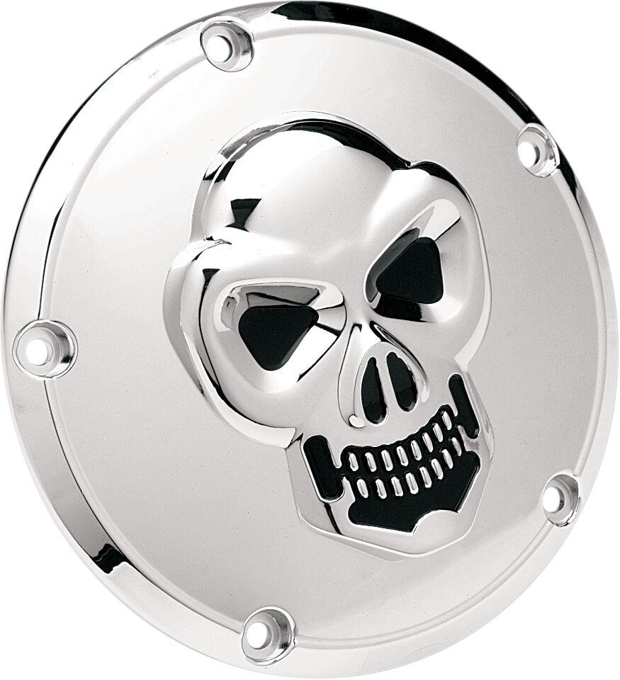 Drag Specialties Chrome 3-D Skull Derby Cover For Harley Davidson FLD 1690 2012-2013 - Black Chrome
