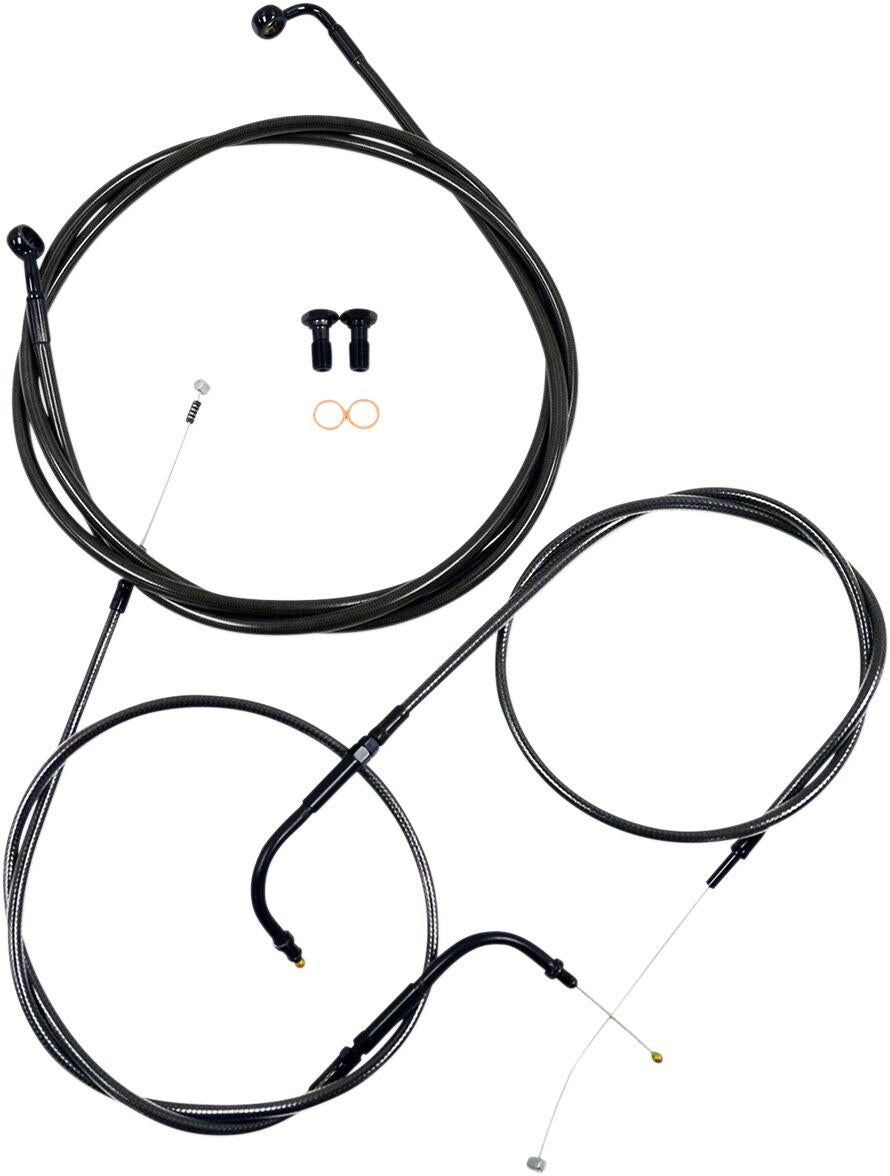 LA Choppers Standard Midnight Braided Handlebar Cable/Brake Hose Kit For Harley Davidson XL1200C 2007-2019 38 cm - 43 cm (15" - 17") - Black/Clear-Coated
