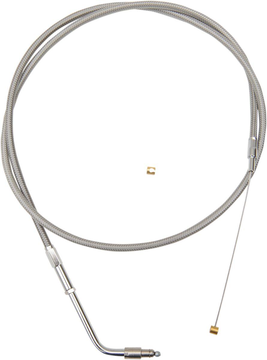 LA Choppers Stainless Braided Handlebar Throttle Cable For Harley Davidson FLHR 1340 1996-1998 131 cm (51-1/2") - Silver