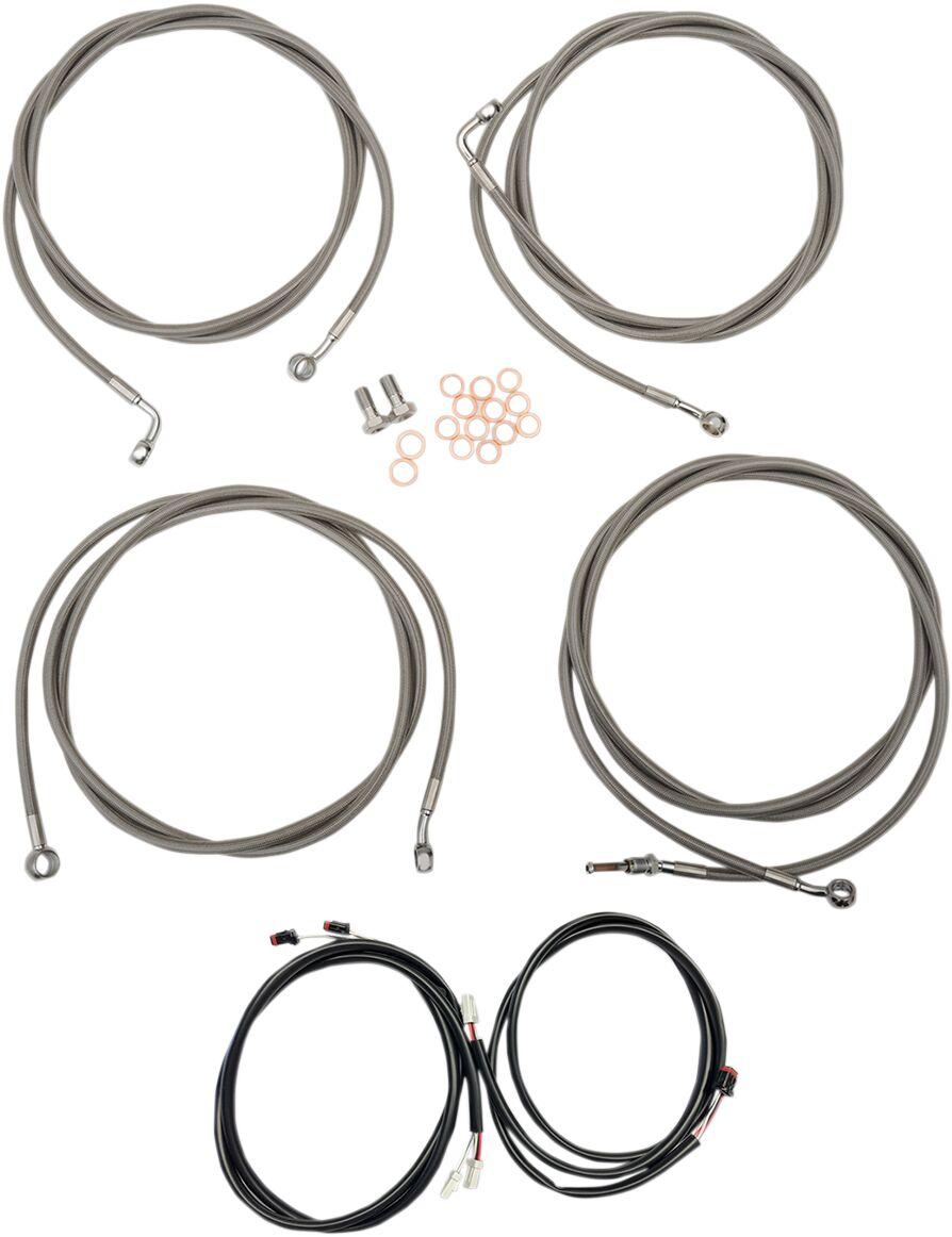 LA Choppers Complete Plug-and-Play Cable Kit ABS For Harley Davidson FLHR 1750 2017-2019 38 cm - 43 cm (15" - 17") - Clear-Coated