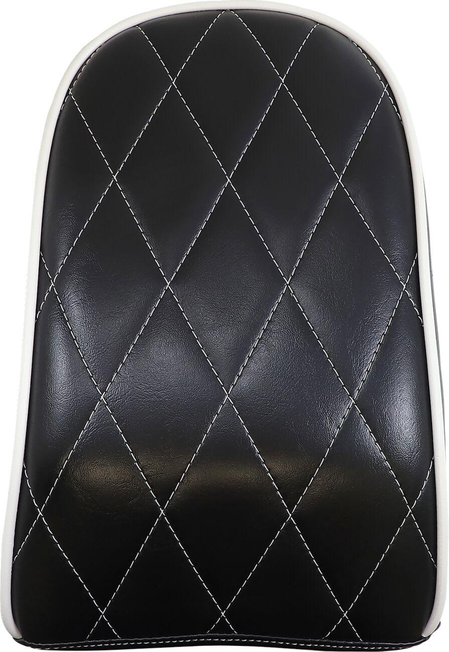 LE Pera Bare Bones Series Pillion Pad For Harley Davidson FLFB 1750 ABS 2018-2020 9x6.5-7" White Piping Diamond Stitch - Black