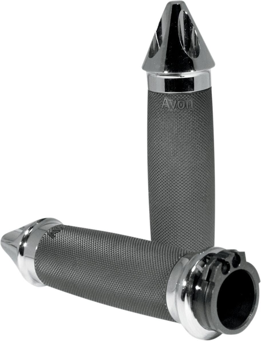Avon Grips Custom Spike End Grips For Harley Davidson FLD 1690 2012-2013 - Black Chrome