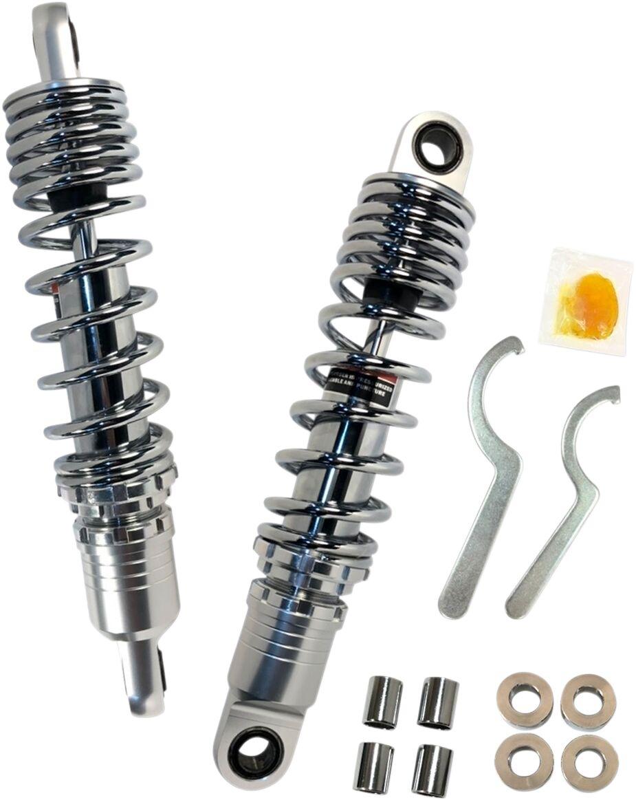 Drag Specialties Premium Ride-Height Adjustable Shocks For Harley Davidson FXLR1340 1987-1994 Rear 318.00 mm (12.50") - Black Chrome