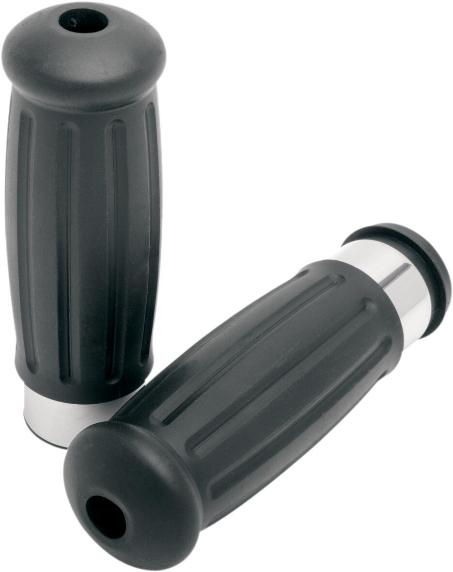 Drag Specialties Vintage Style Grips For Harley Davidson FLDE 1750 2018-2020 - Black Chrome