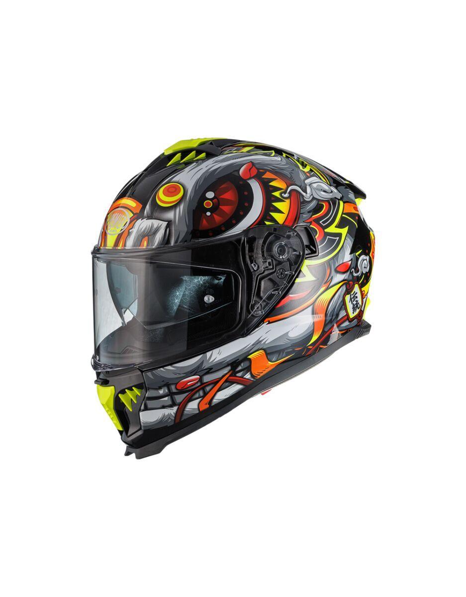 Premier Typhoon LY Graphic Helmet - Grey/Red/Yellow