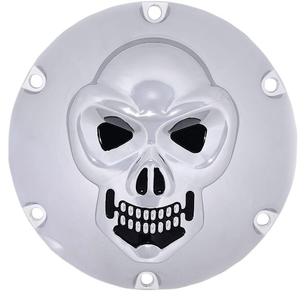 Drag Specialties Chrome 3-D Skull Derby Cover For Harley Davidson XL 1200 C 2004-2020 - Black Chrome