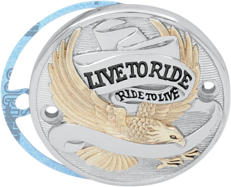 Drag Specialties Live To Ride Points Cover For Harley Davidson FLH 1340 1979-1984 - Black Chrome Gold