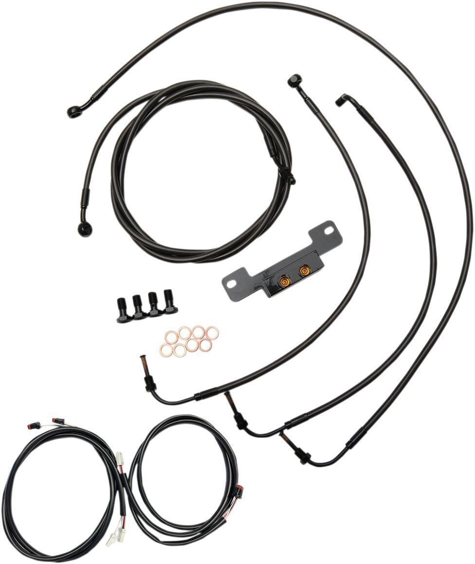 LA Choppers Complete Plug-and-Play Cable Kit For Harley Davidson FLHR 1750 2017-2019 38 cm - 43 cm (15" - 17") - Black/Clear-Coated