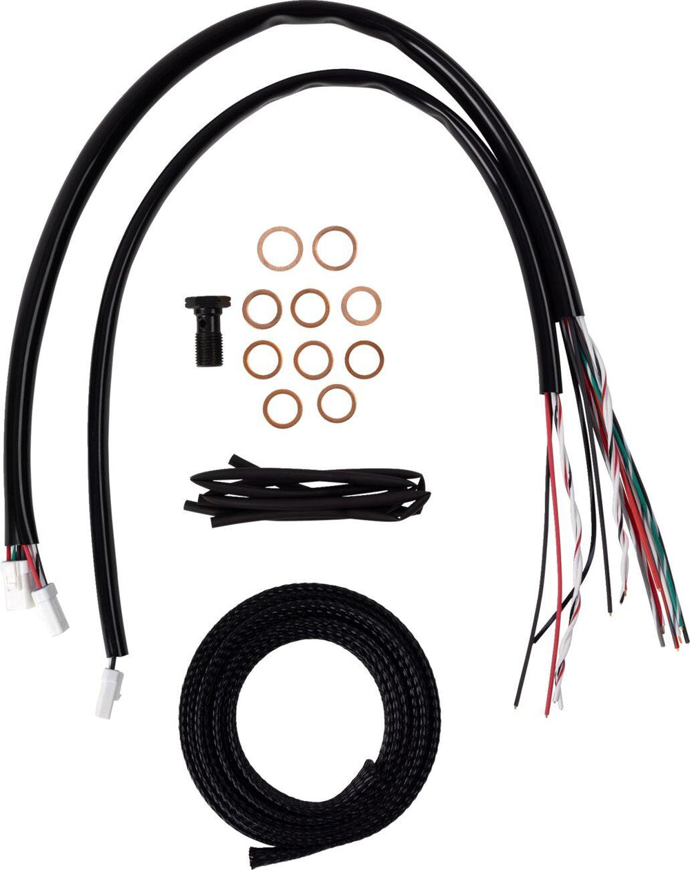 LA Choppers Complete Midnight Braided Handlebar Cable/Brake Hose Kit For Harley Davidson FLHRXS 1868 ABS 2024 38 cm - 43 cm (15" - 17") - Black/Clear-Coated