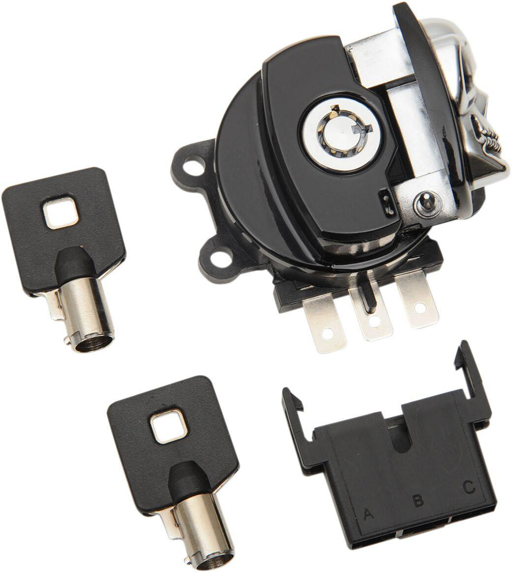 Drag Specialties Skull ignition Switch For Harley Davidson FLHR 1450 1999-2003 - Black