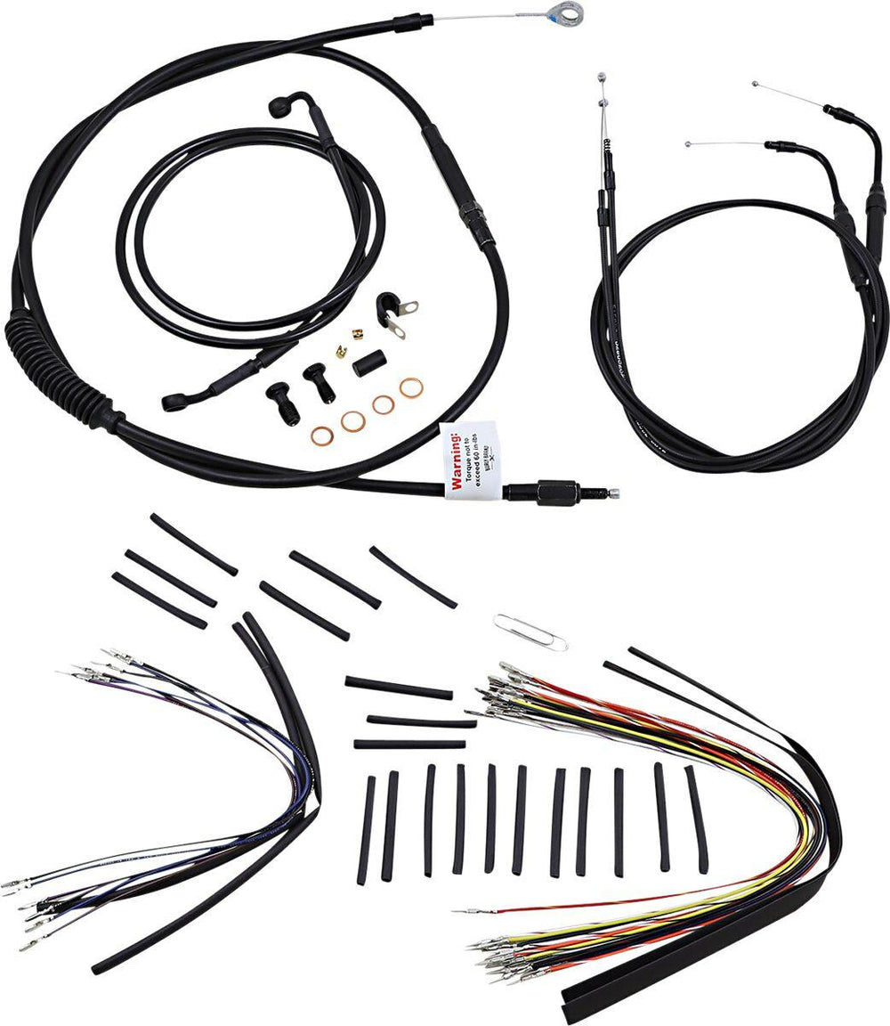 Burly Cable Line Kit for Ape Hanger Handlebars For Harley Davidson FLSTC1584 2007-2010 35.5cm (14") - Black