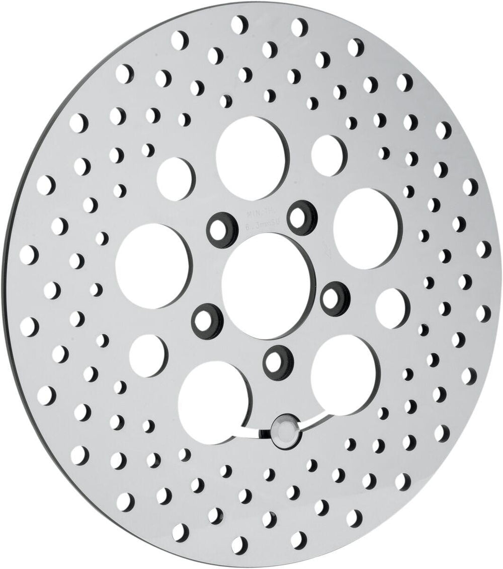 Drag Specialties Polished Stainless Steel Drilled Brake Disc For Harley Davidson FLHR 1584 2008 - Silver