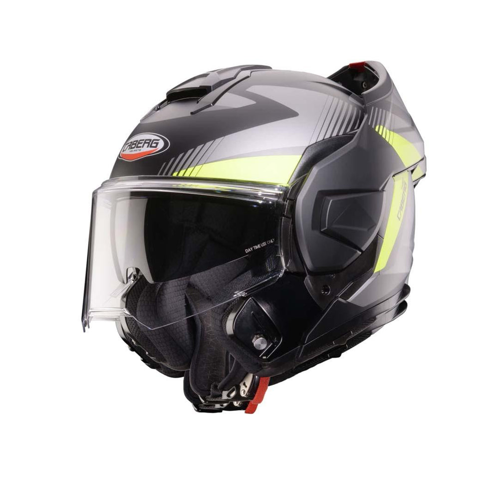 Caberg Trip Lunar Flip Front Motorcycle Helmet - Matt Black/Grey/Yellow Fluo/Anthracite