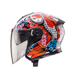 Caberg Flyon II Koi Open Face Motorcycle Helmet - White/Red/Orange