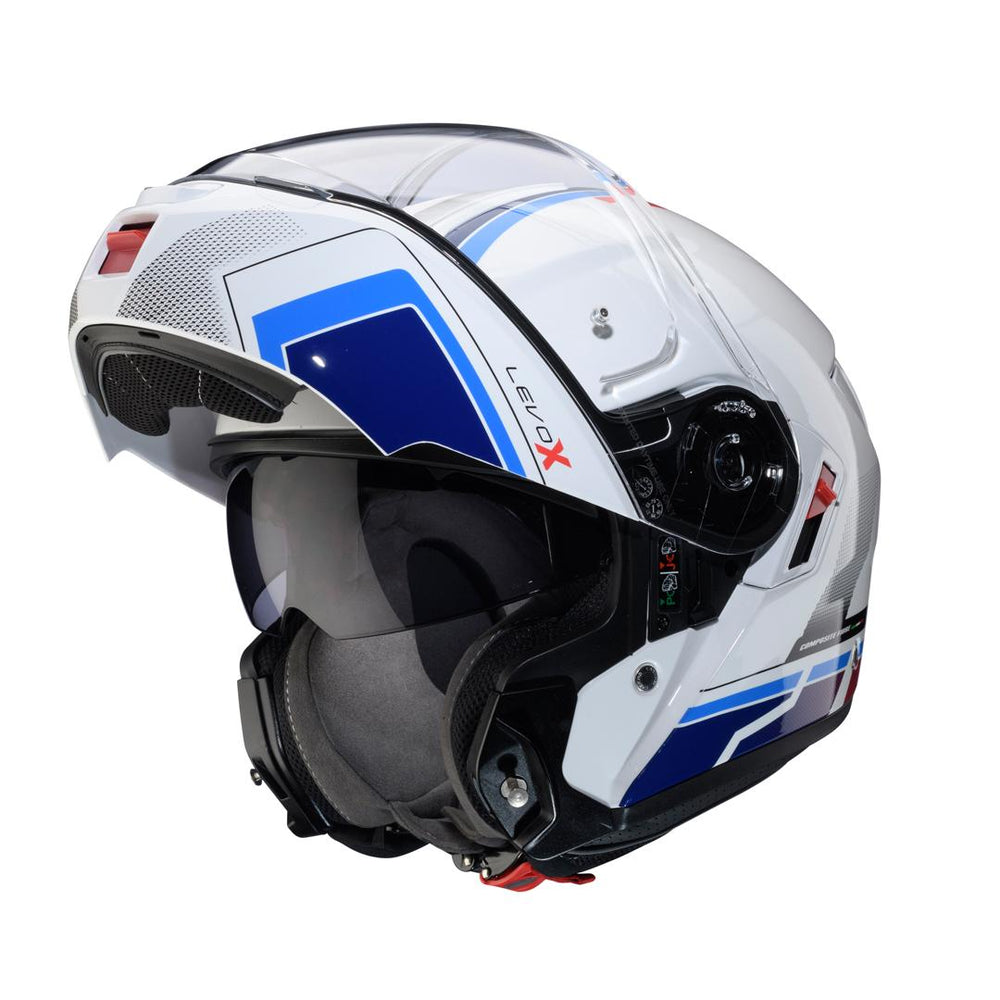 Caberg Levo X Elite Flip Front Motorcycle Helmet - White/Red/Blue/Light Blue