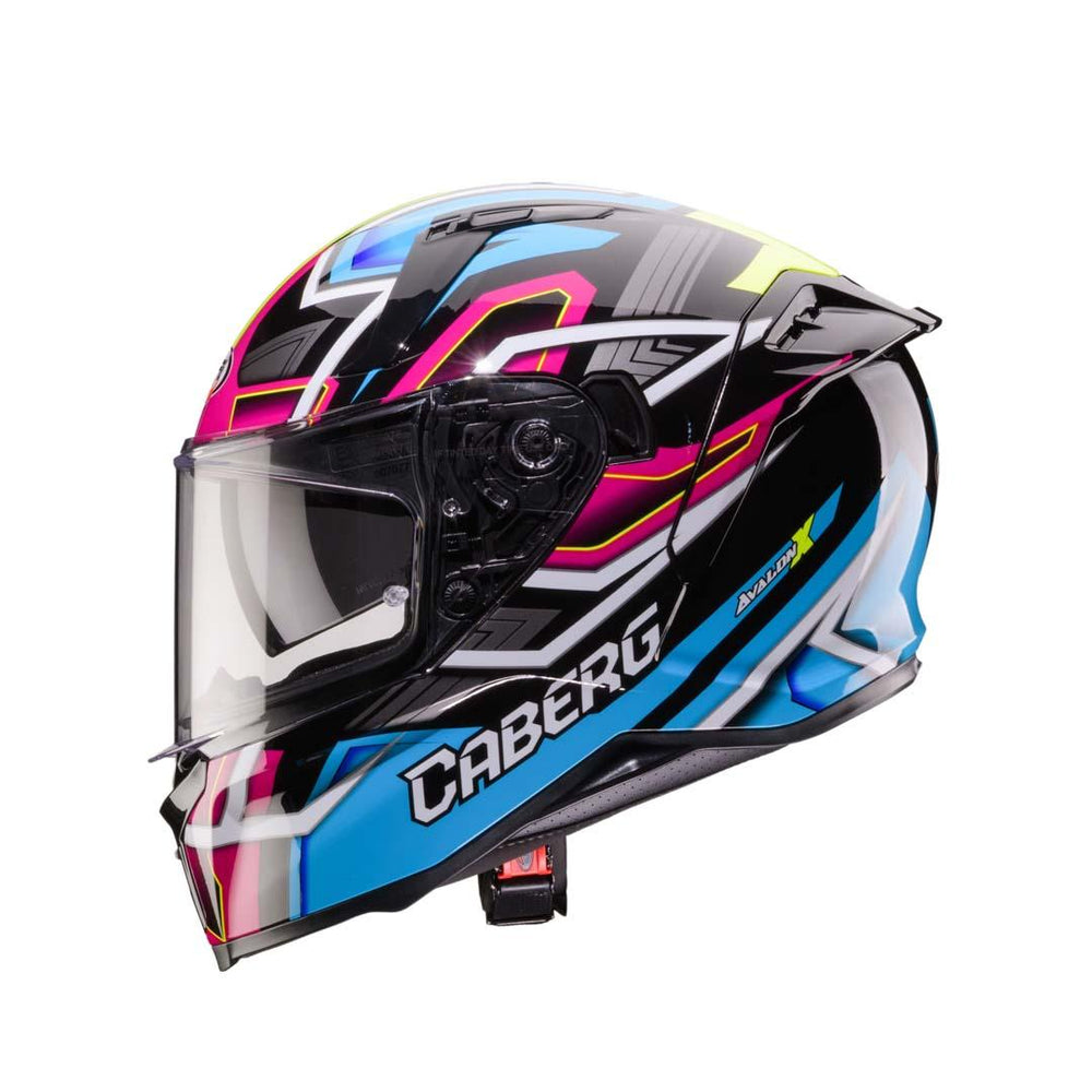 Caberg Avalon X Brama Full Face Motorcycle Helmet - Black/Light Blue/Yellow Fluo/Fuchsia