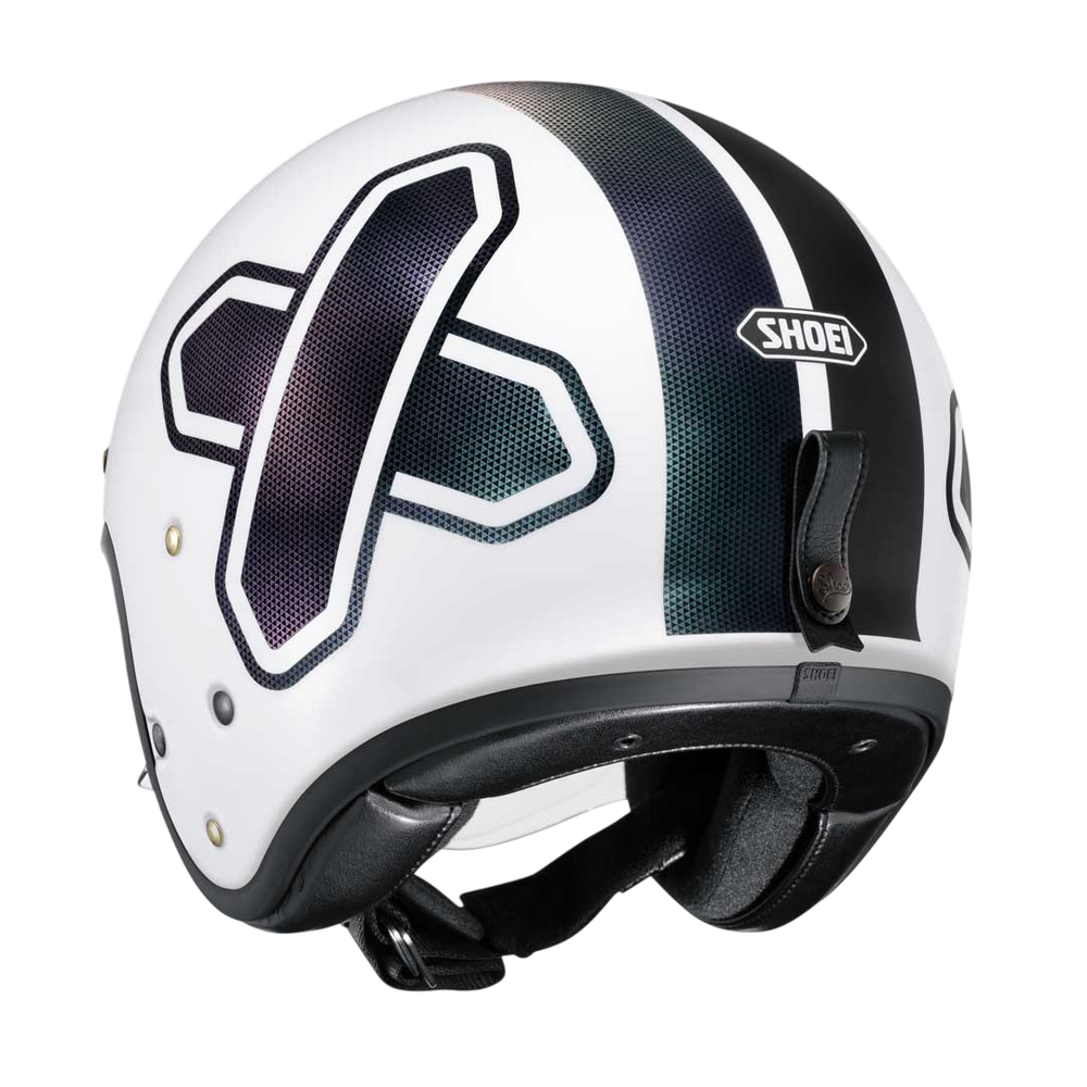 Shoei J.O2 2 TC-6 Open Face Motorcycle Helmet - Cross Logo White