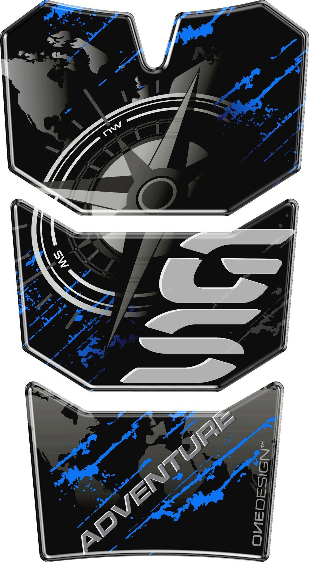 Onedesign Resin/Soft Touch Tank Pad For BMW R 1200 GS 2006-2019 - Black/Blue/Carbon/Grey