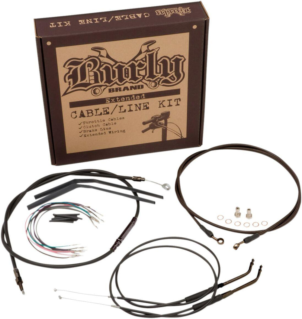 Burly Cable Line Kit for Ape Hanger Handlebars For Harley Davidson FLS 1690 2013-2014 40.5cm (16") - Black