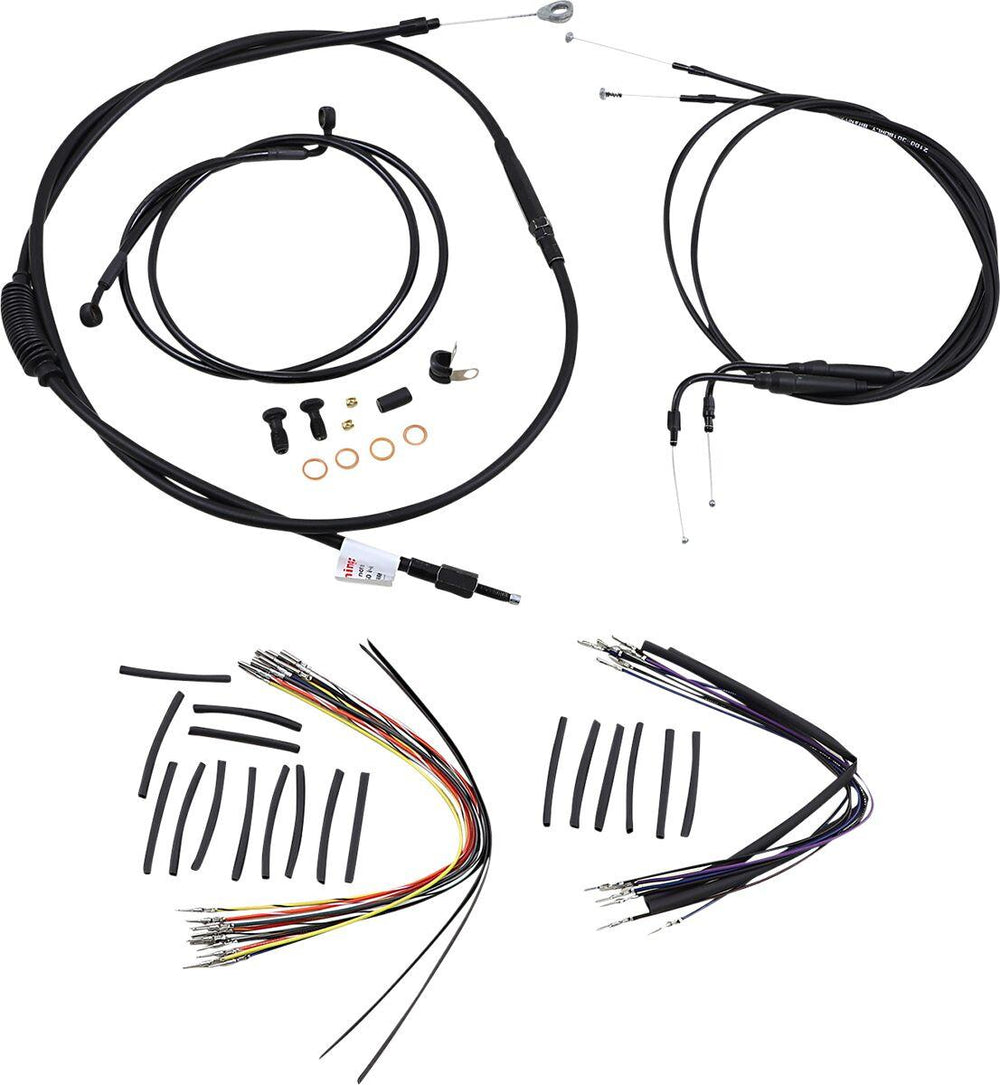 Burly Cable Line Kit for Ape Hanger Handlebars For Harley Davidson FLST 1450 40.5cm (16") - Black