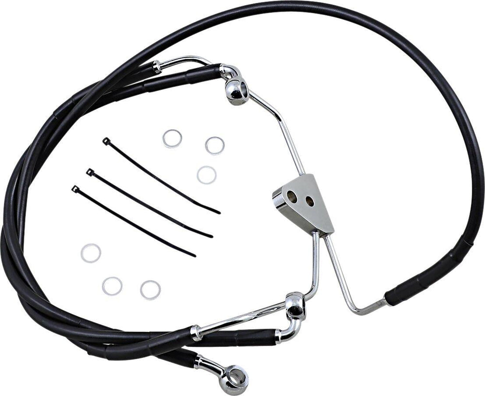 Drag Specialties Extended Length Vinyl Brake Hose Kit For Harley Davidson FLHR 1584 2008 Front - Black