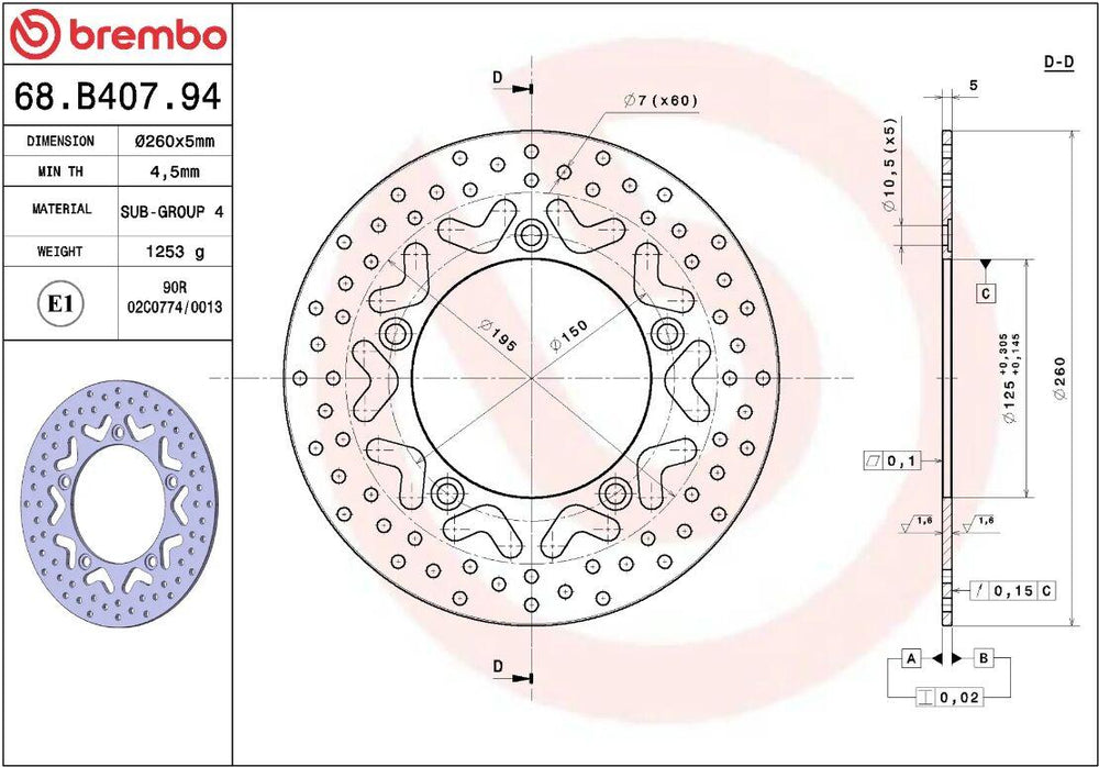 Brembo Oro Prime Line Fixed Brake Disc For Kymco People 125 I GT 2013 Fits Front Or Rear