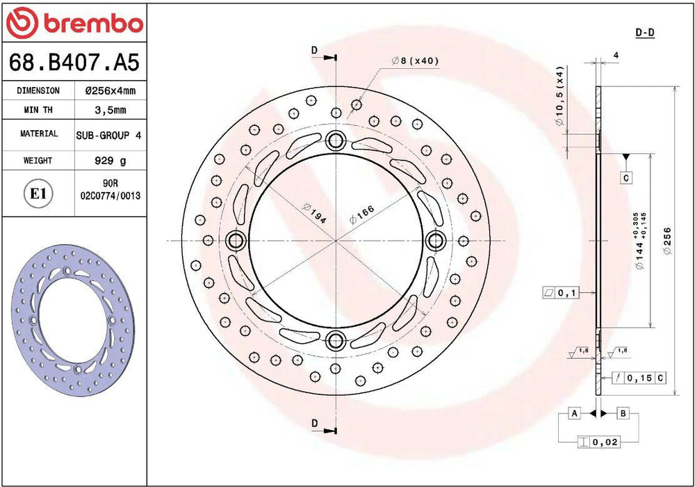 Brembo Oro Prime Line Fixed Brake Disc For Honda CB 350 S 1987-1988 Front