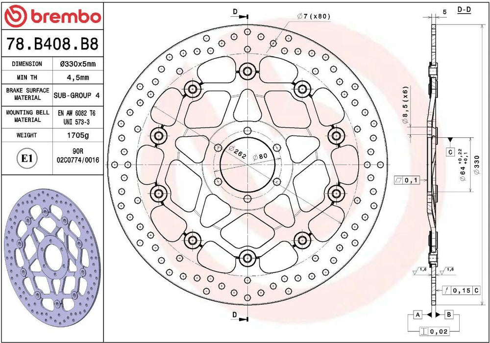 Brembo Oro Prime Line Floating Brake Disc For Aprilia RSV4 1000 RF ABS 2020 Front