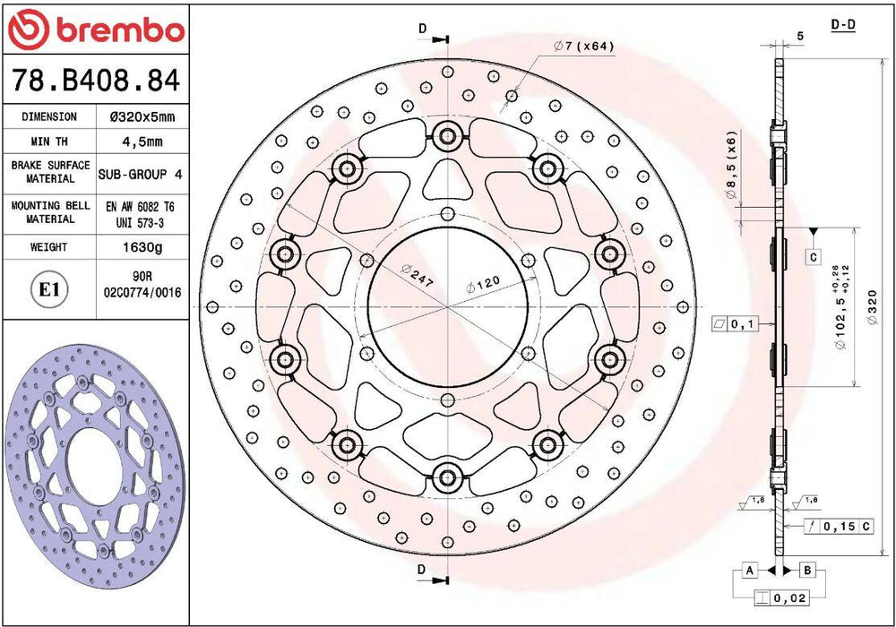 Brembo Oro Prime Line Floating Brake Disc For Suzuki GSX-R 1000 2017-2021 Front