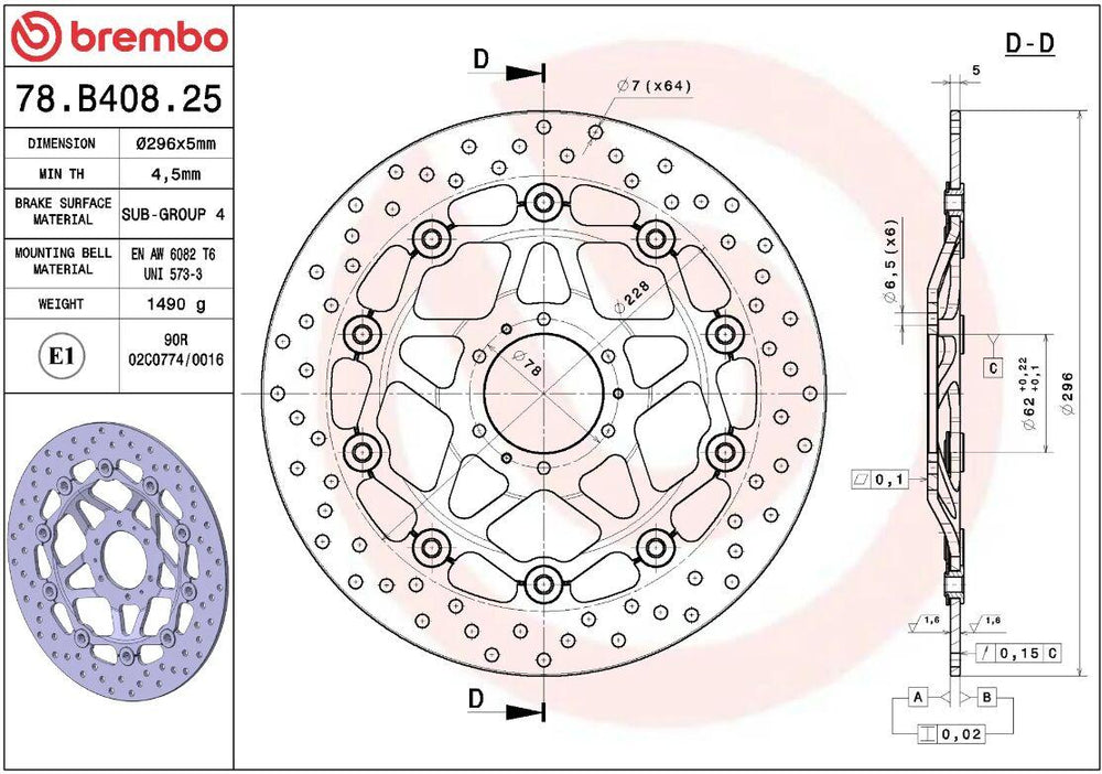 Brembo Oro Prime Line Floating Brake Disc For Honda CBR600F4 1999-2000 Front