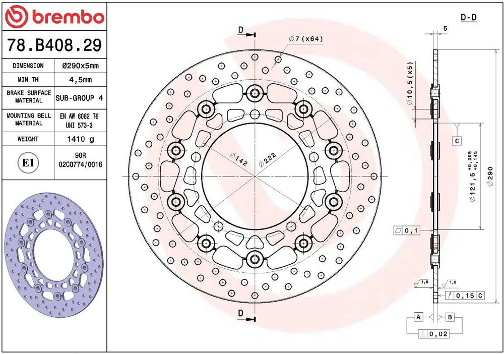 Brembo Oro Prime Line Floating Brake Disc For Suzuki SFV 650 2011-2015 Front