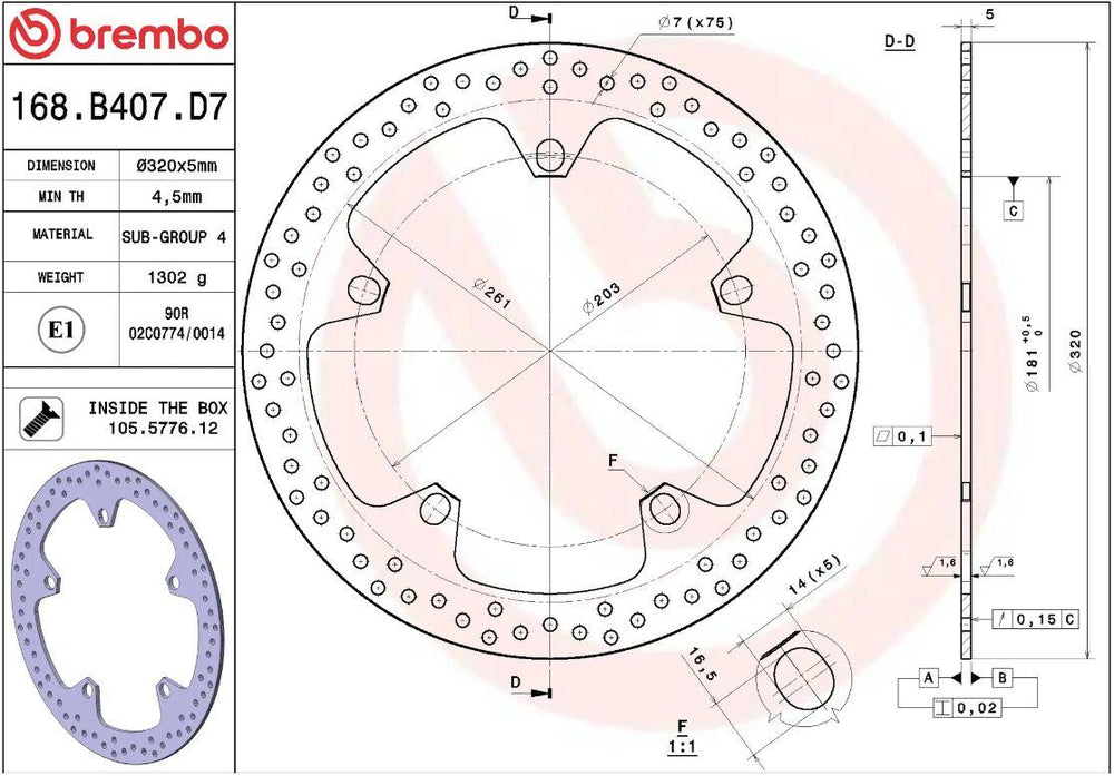 Brembo Oro Prime Line Fixed Brake Disc For BMW F 800 GT ABS 2013-2020 Front