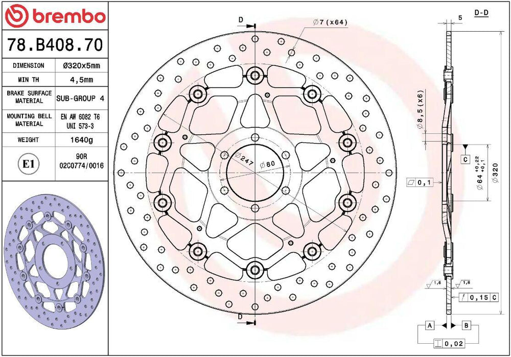 Brembo Oro Prime Line Floating Brake Disc For Laverda 650 Black Strike 1998-1999 Front
