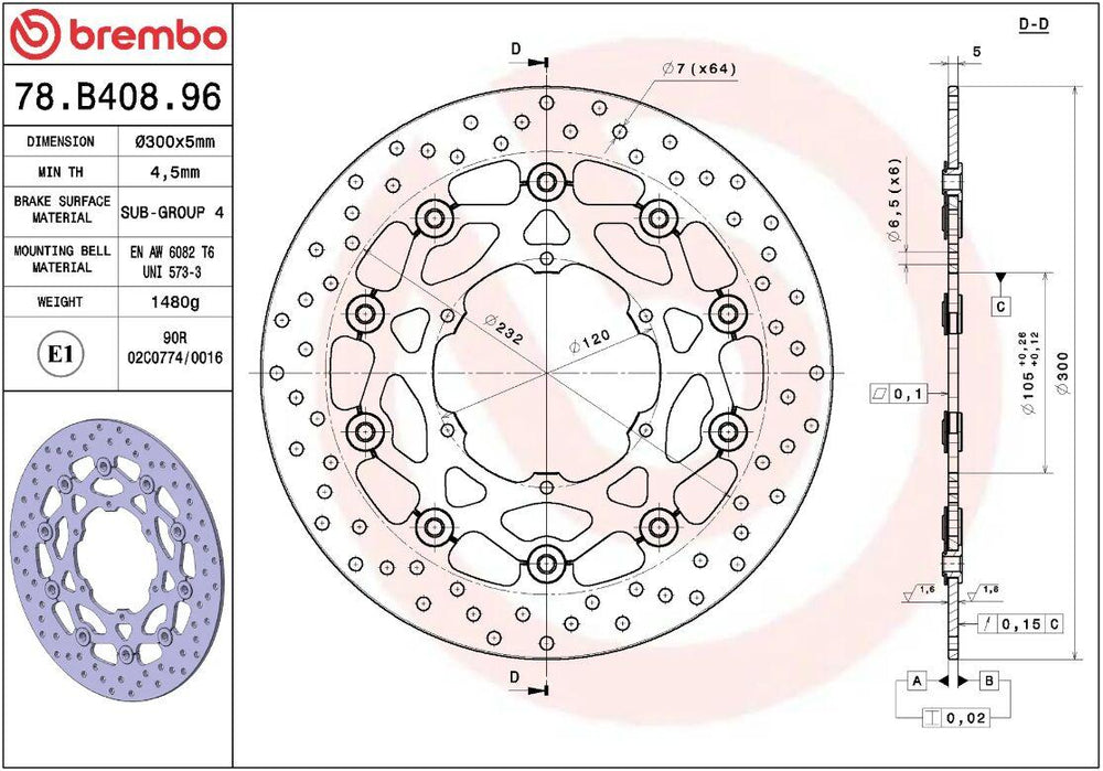 Brembo Oro Prime Line Floating Brake Disc For BMW F 650 CS 2002-2005 Front