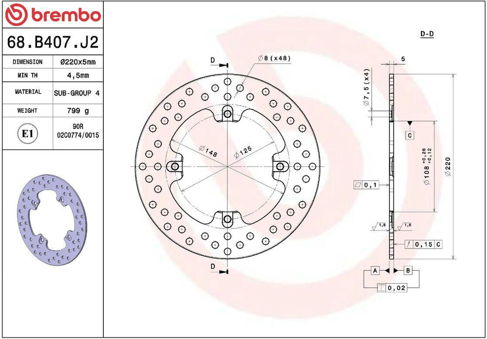 Brembo Oro Prime Line Fixed Brake Disc For Mv Agusta 9.5 950 ABS 2022 Rear