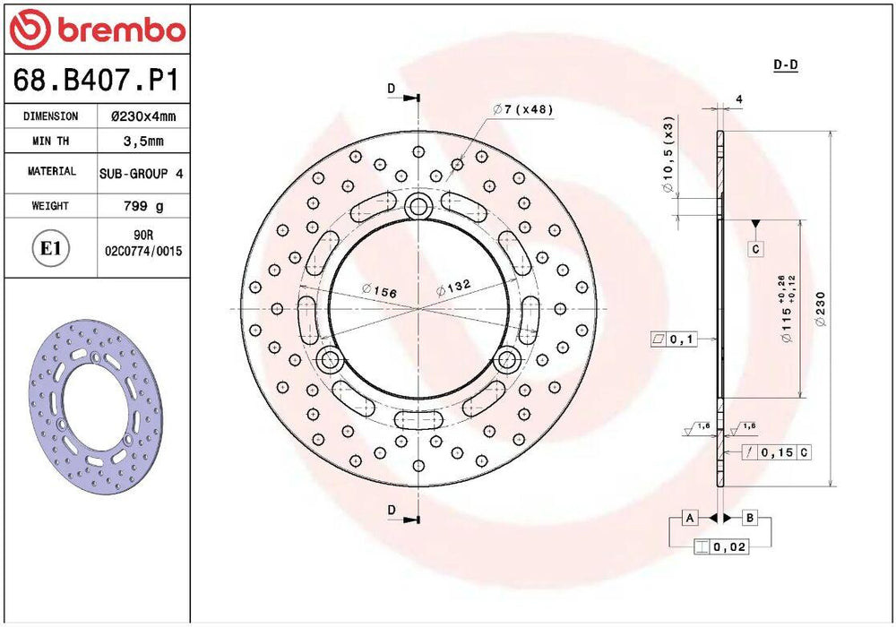 Brembo Oro Prime Line Fixed Brake Disc For Yamaha GPD 125 ABS 2015-2022 Front