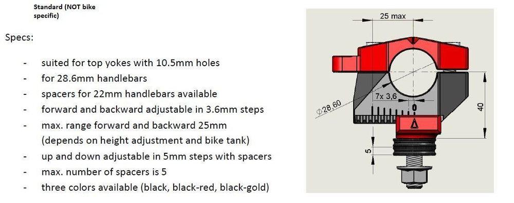 Gilles 2D.GT Handlebar Risers For Triumph Speed Triple 1200 RS ABS 2021-2026 - Black