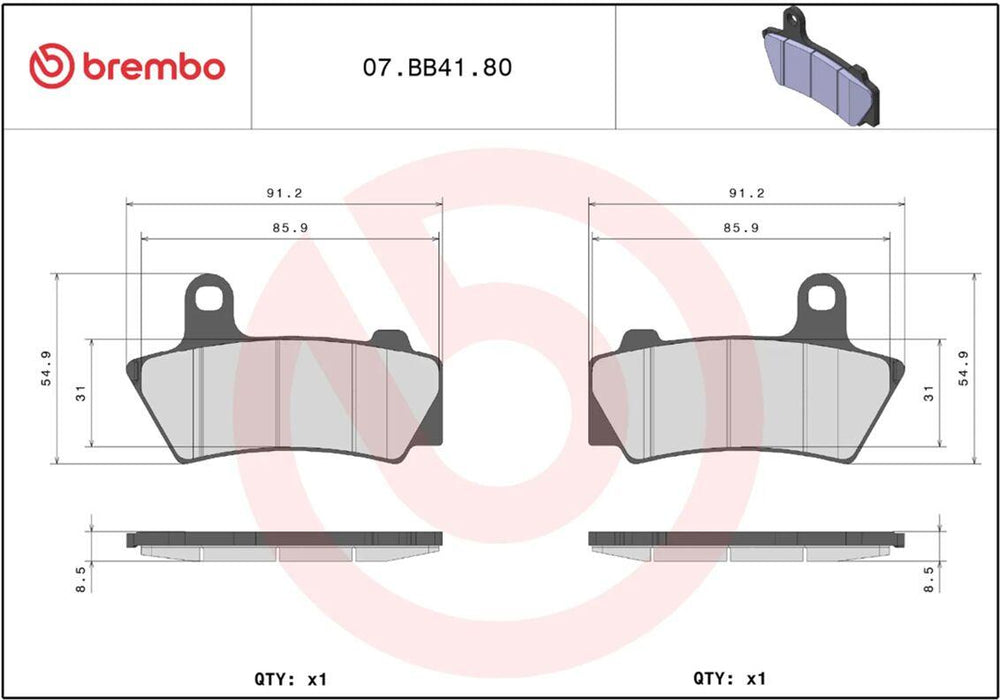Brembo Prime Sintered Genuine Brake Pads For BMW R 18 ABS 2021-2024 Rear